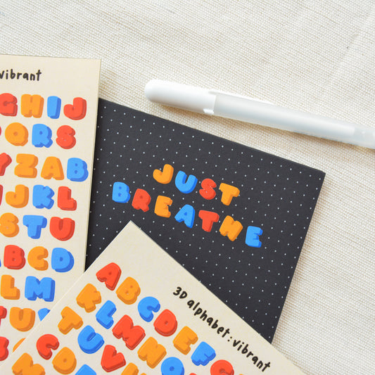 3d vibrant alphabet sticker sheet