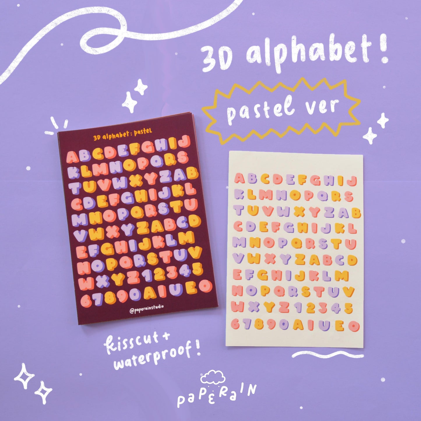 3d pastel alphabet sticker