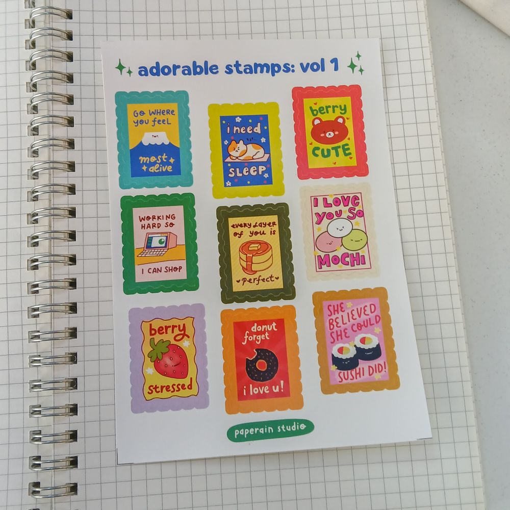 adorable stamp vol 1 sticker sheet