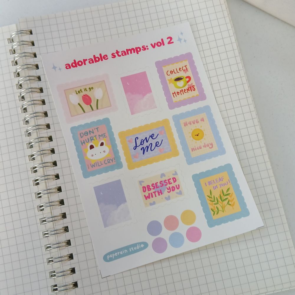 adorable stamp vol 2 sticker sheet