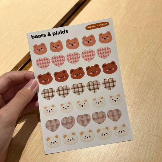 bears and plaids sticker sheet