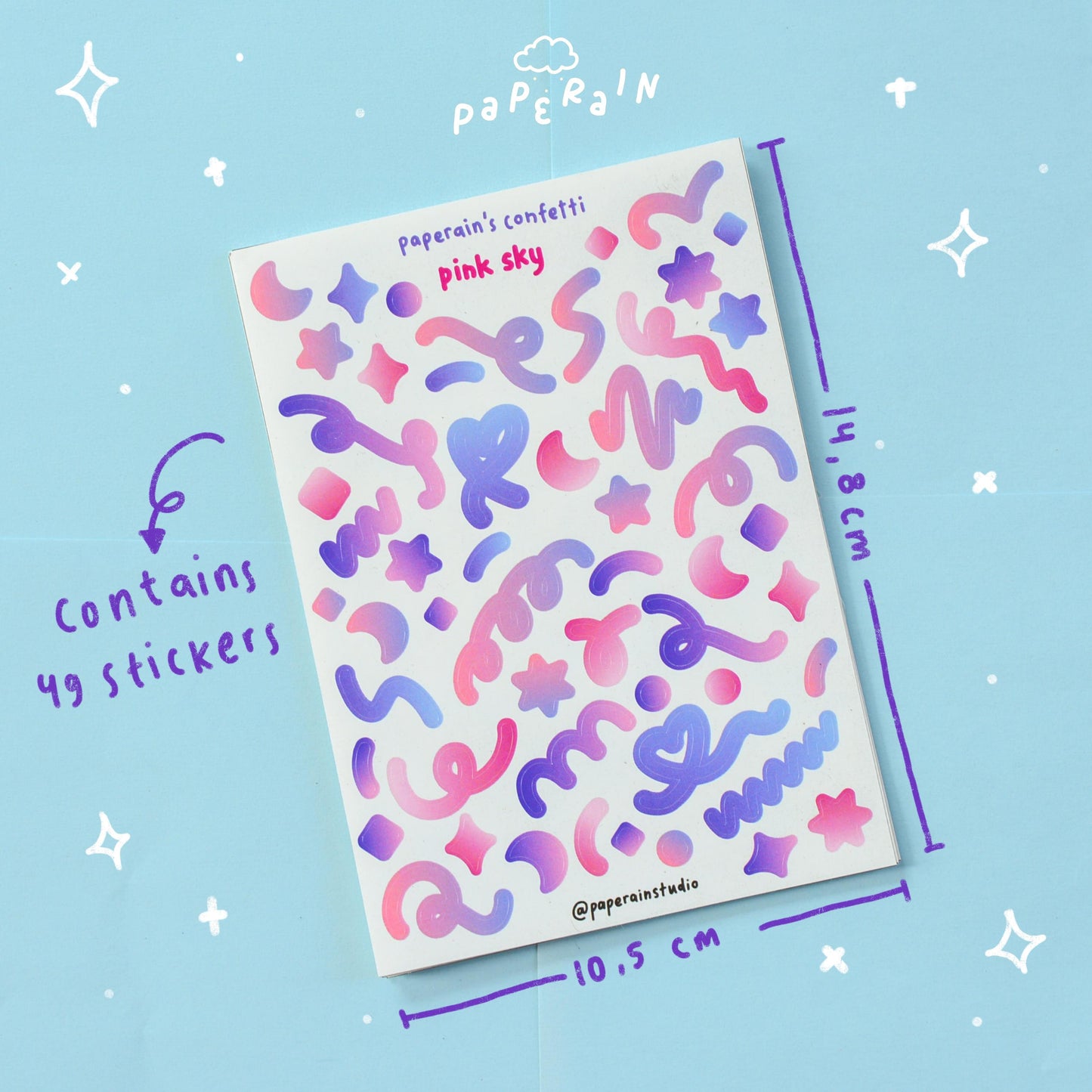 confetti pink sky sticker sheet