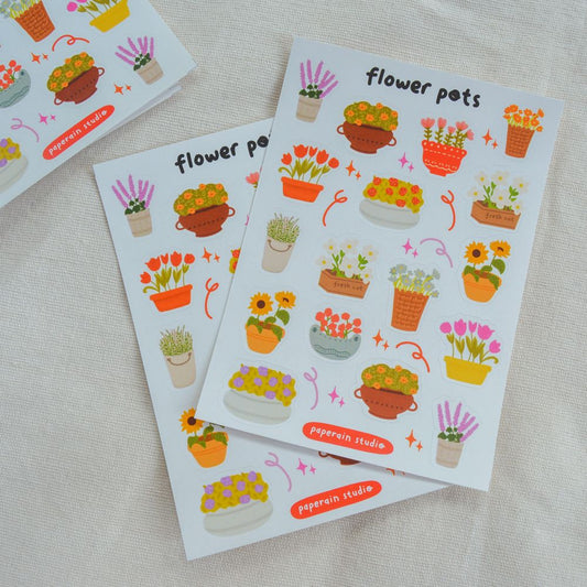 flower pots sticker sheet