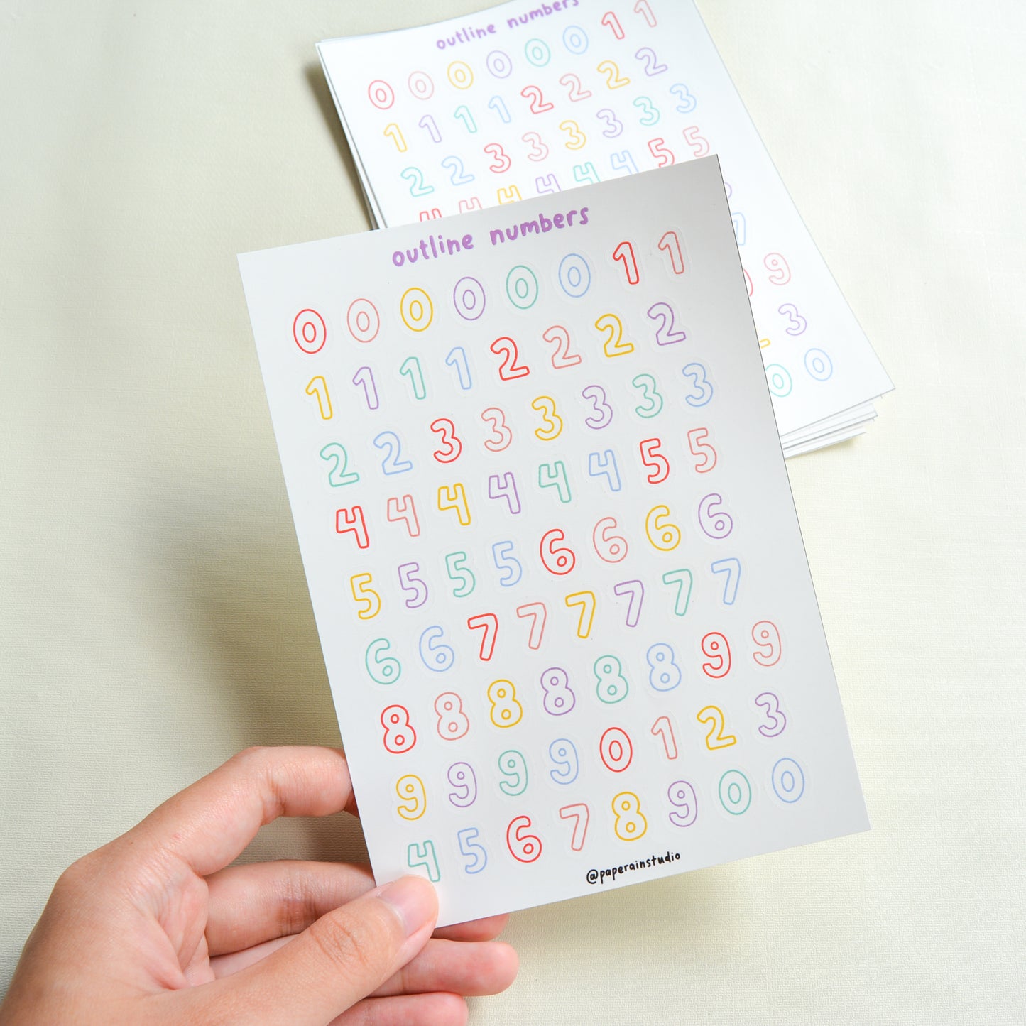 outline numbers sticker sheet